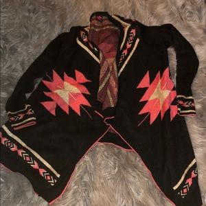 Black with pink and gold accents cardigan